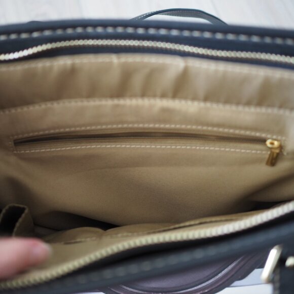 Elevated Indie Camera Lens Print Tote Bag with Zipper top, pockets metal feet - Picture 9 of 11